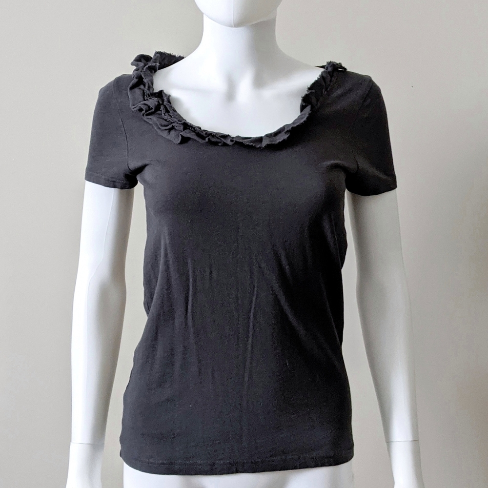 J Crew Cute Grey Ruffle Tee